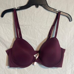 Victoria’s Secret Bra 36D Lined Demi Lightly Burgundy Underwire 36 D Soft Comfy